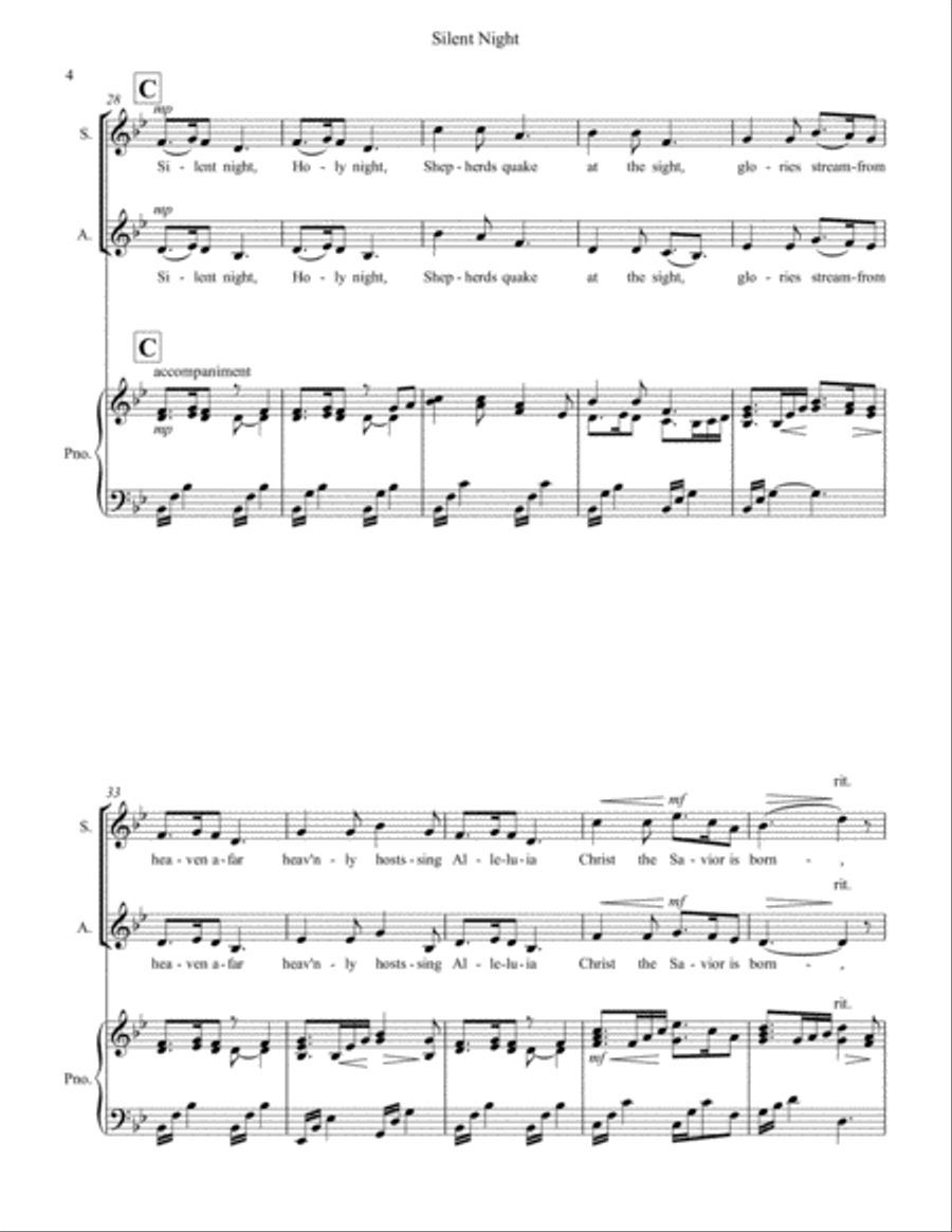 Silent Night 4-Part scores gallery preview page 4
