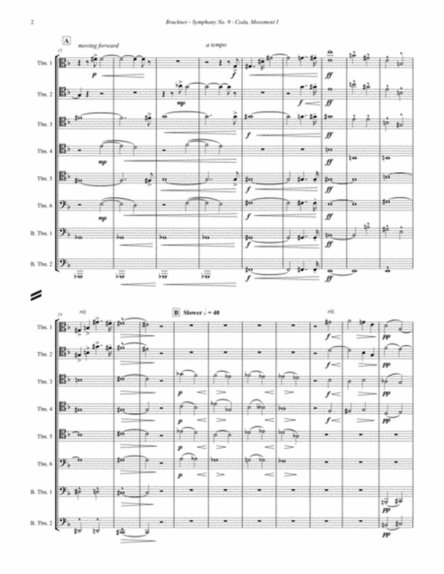 Symphony No. 9, coda from movement I for 8-part Trombone Ensemble image number null