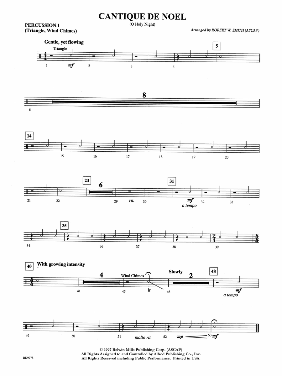 Cantique de Noel (O Holy Night): 1st Percussion