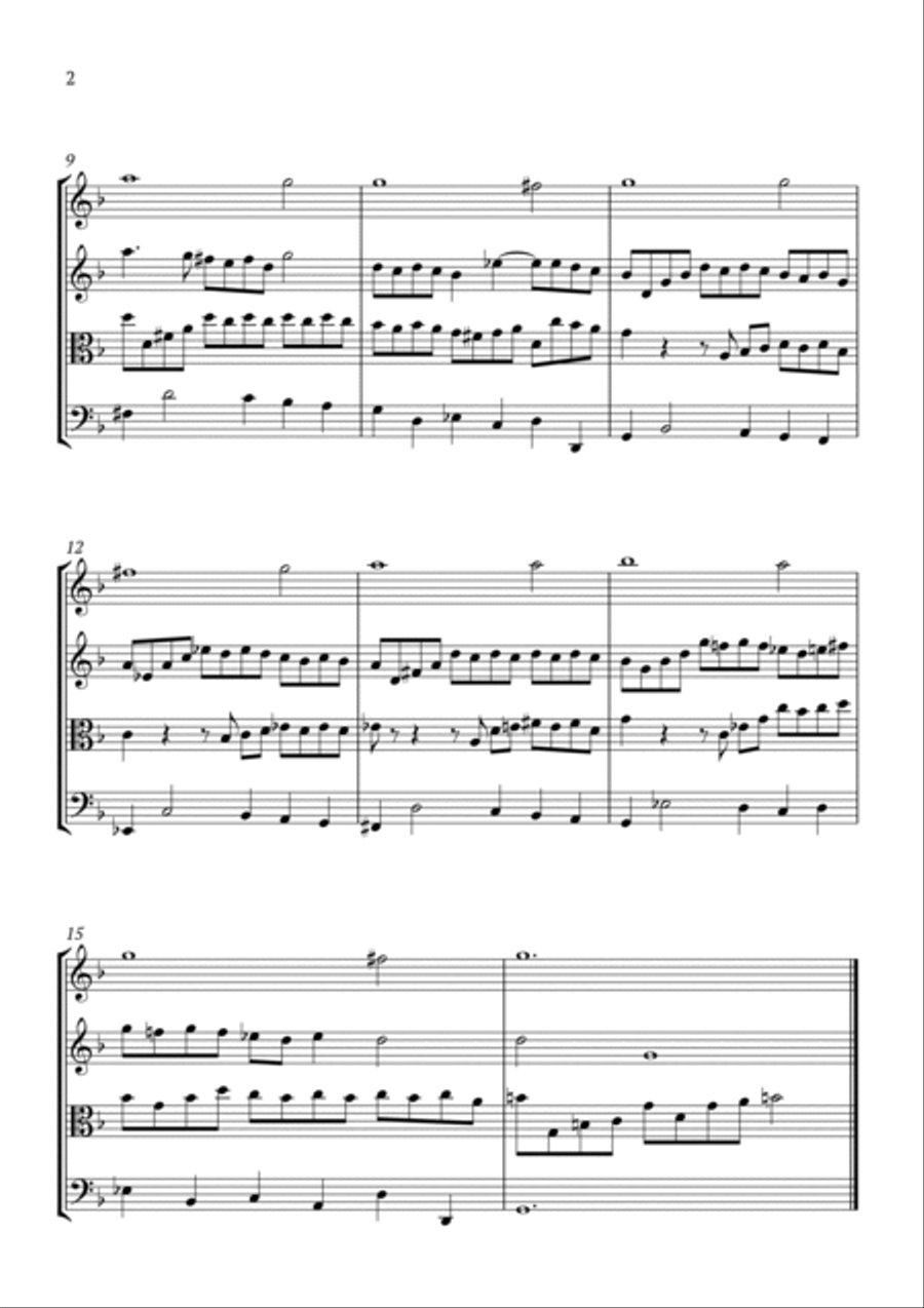 Puer Natus in Bethlehem BWV 603 String Quartet scores gallery preview page 2