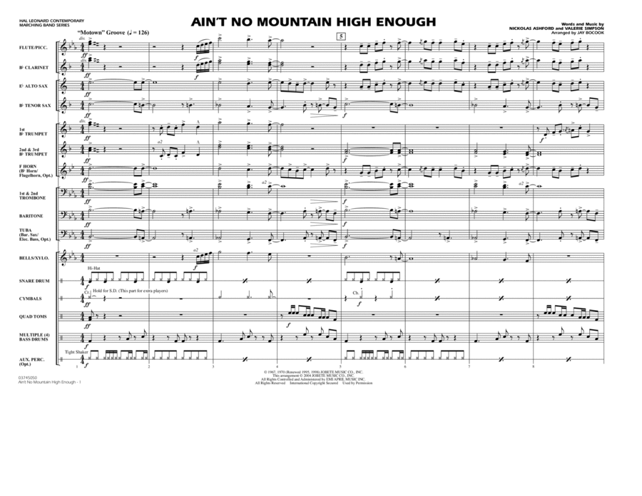 Ain't No Mountain High Enough - Full Score Marching Band scores gallery preview page 1