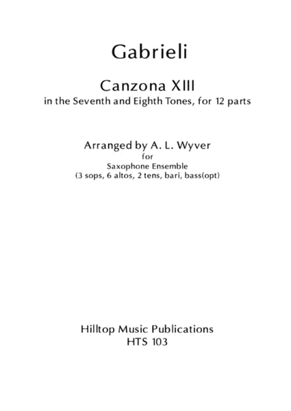 Canzona XIII arr. saxophone choir image number null