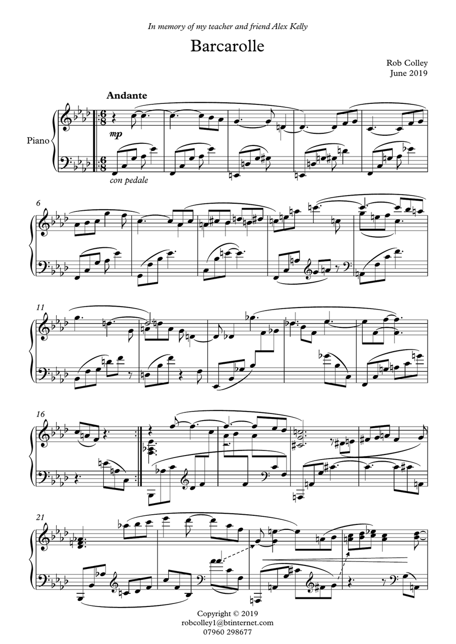 barcarolle Piano Solo scores gallery preview page 1