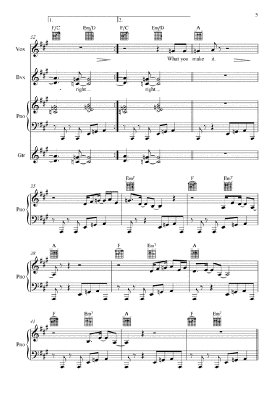 Life's What You Make It Piano, Vocal, Guitar scores gallery preview page 6
