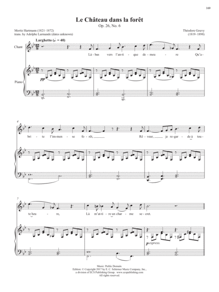 Op. 1, No. 6: Le Château dans la forêt from Songs of Gouvy, V2 (Downloadable)