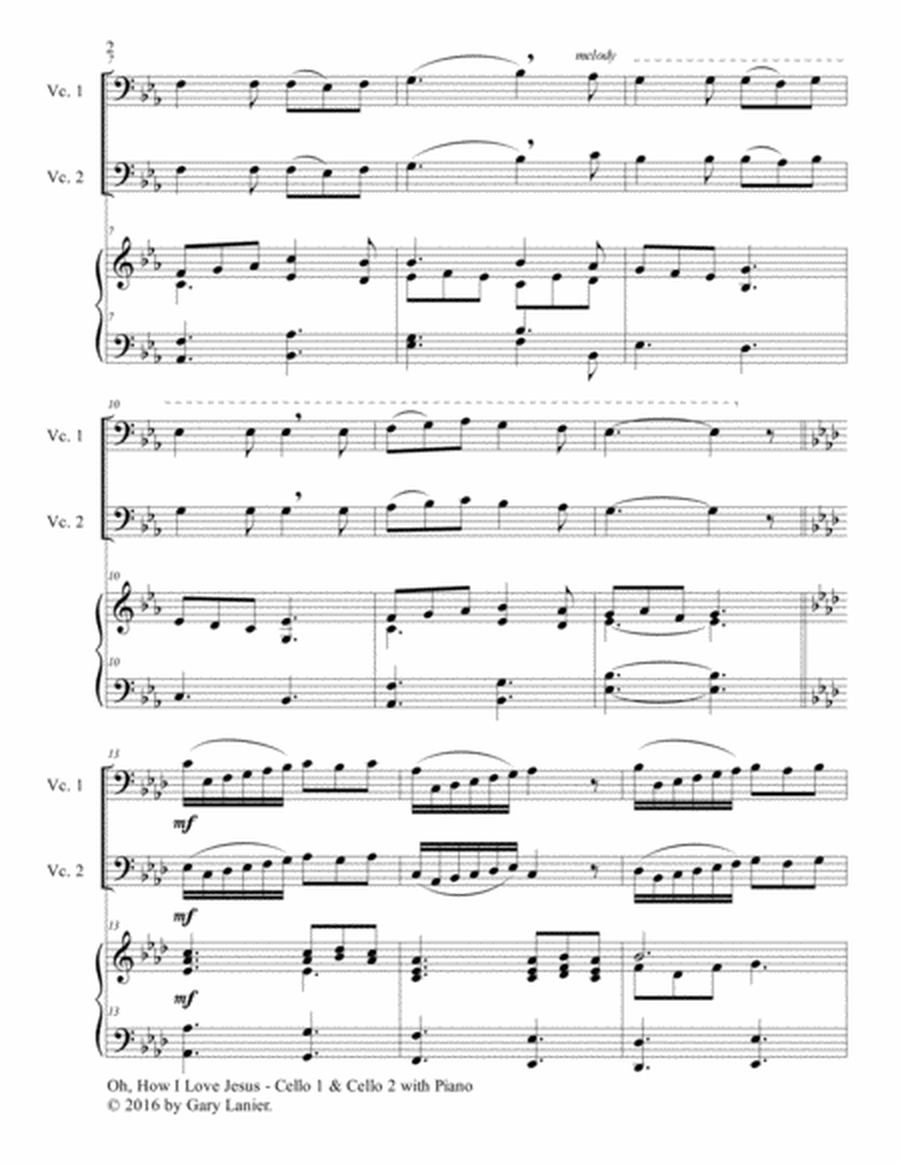 OH, HOW I LOVE JESUS (Trio – Cello 1, Cello 2 and Piano with Parts) image number null