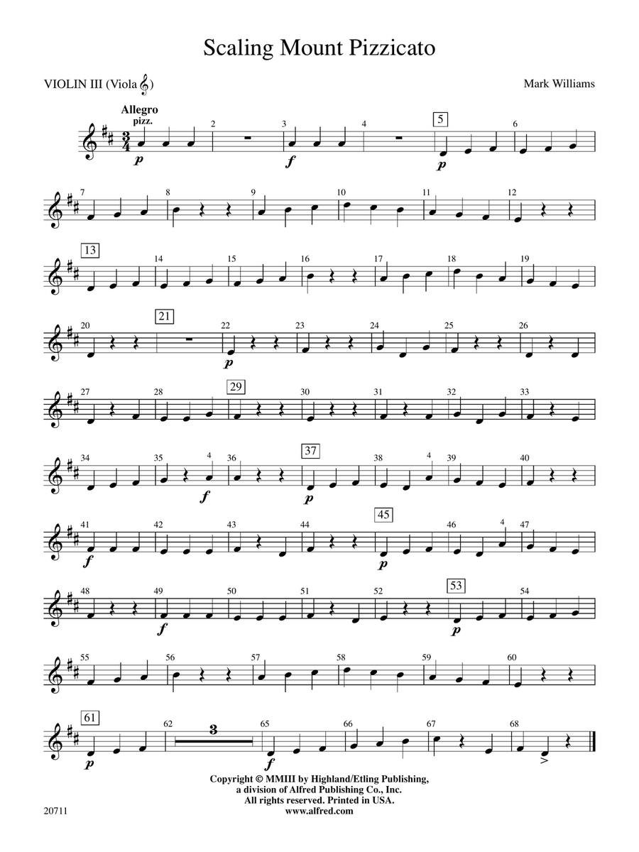Scaling Mount Pizzicato: 3rd Violin (Viola [TC])