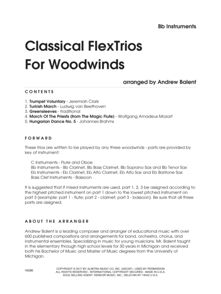 Classical FlexTrios For Woodwinds - Bb Instruments