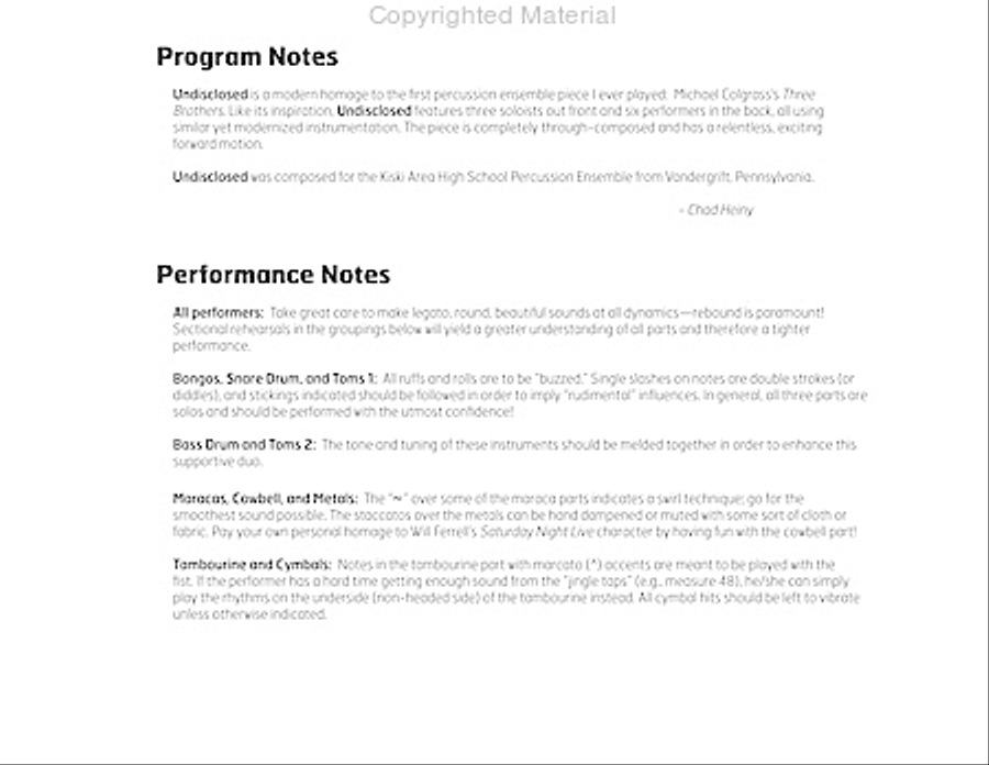 Undisclosed Percussion Ensemble scores gallery preview page 3