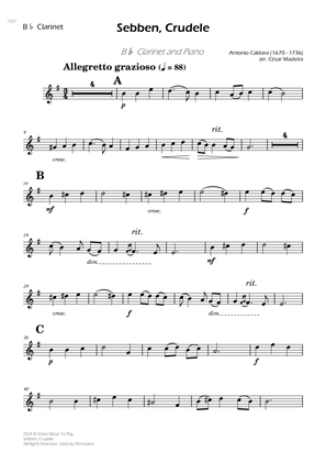 Sebben, Crudele - Bb Clarinet and Piano (Individual Parts)
