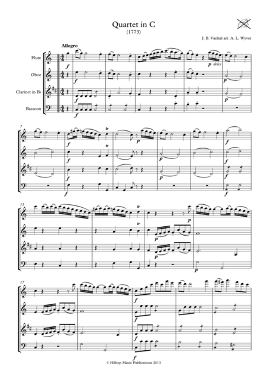 Vanhal Quartet in C arr.Woodwind Quartet Woodwind Quartet scores gallery preview page 1