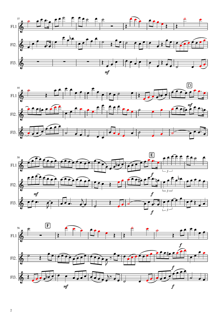 Jupiter for C-flutes from the Planets Woodwind Trio scores gallery preview page 2