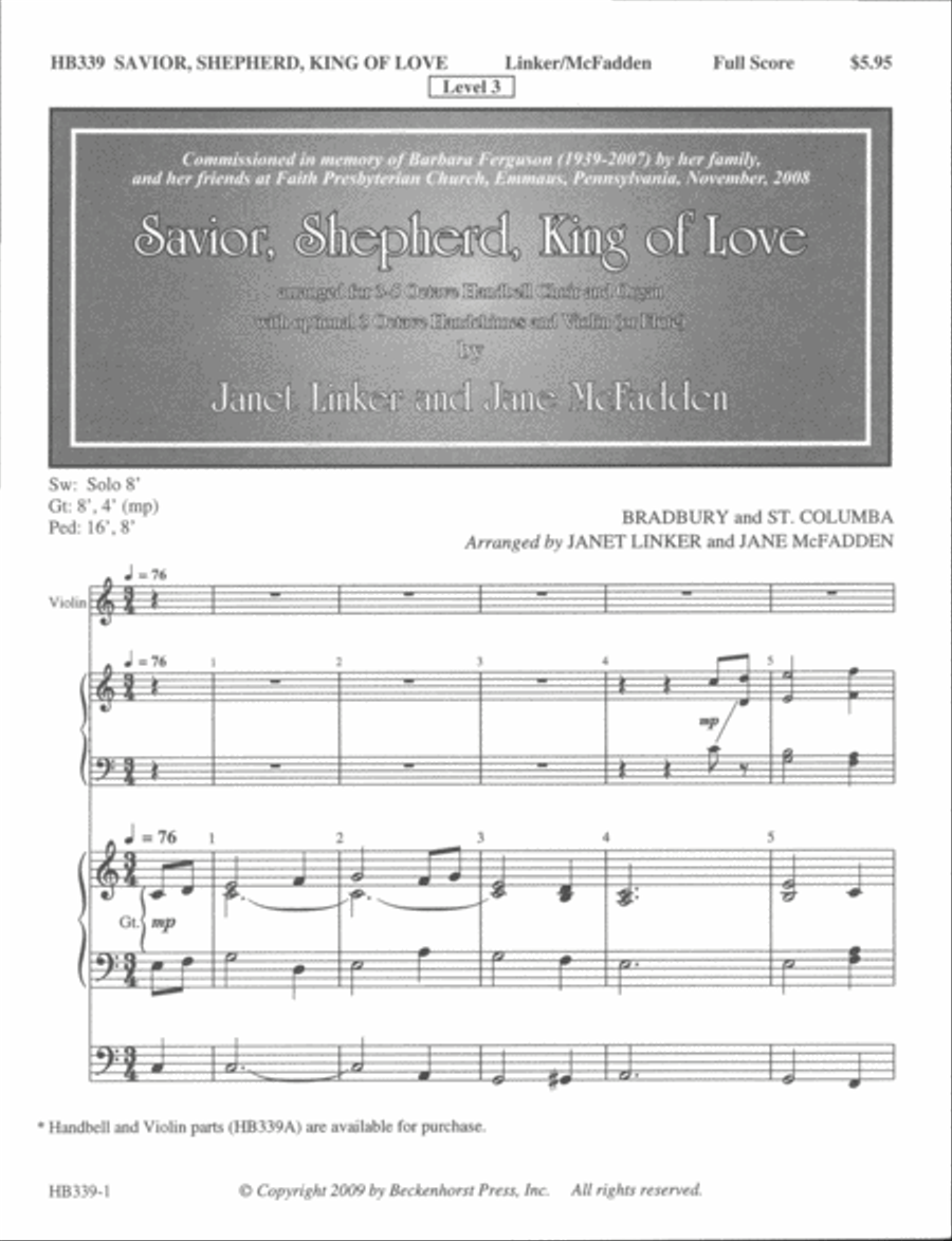 Savior, Shepherd, King of Love - full score Handbell Choir scores gallery preview page 6