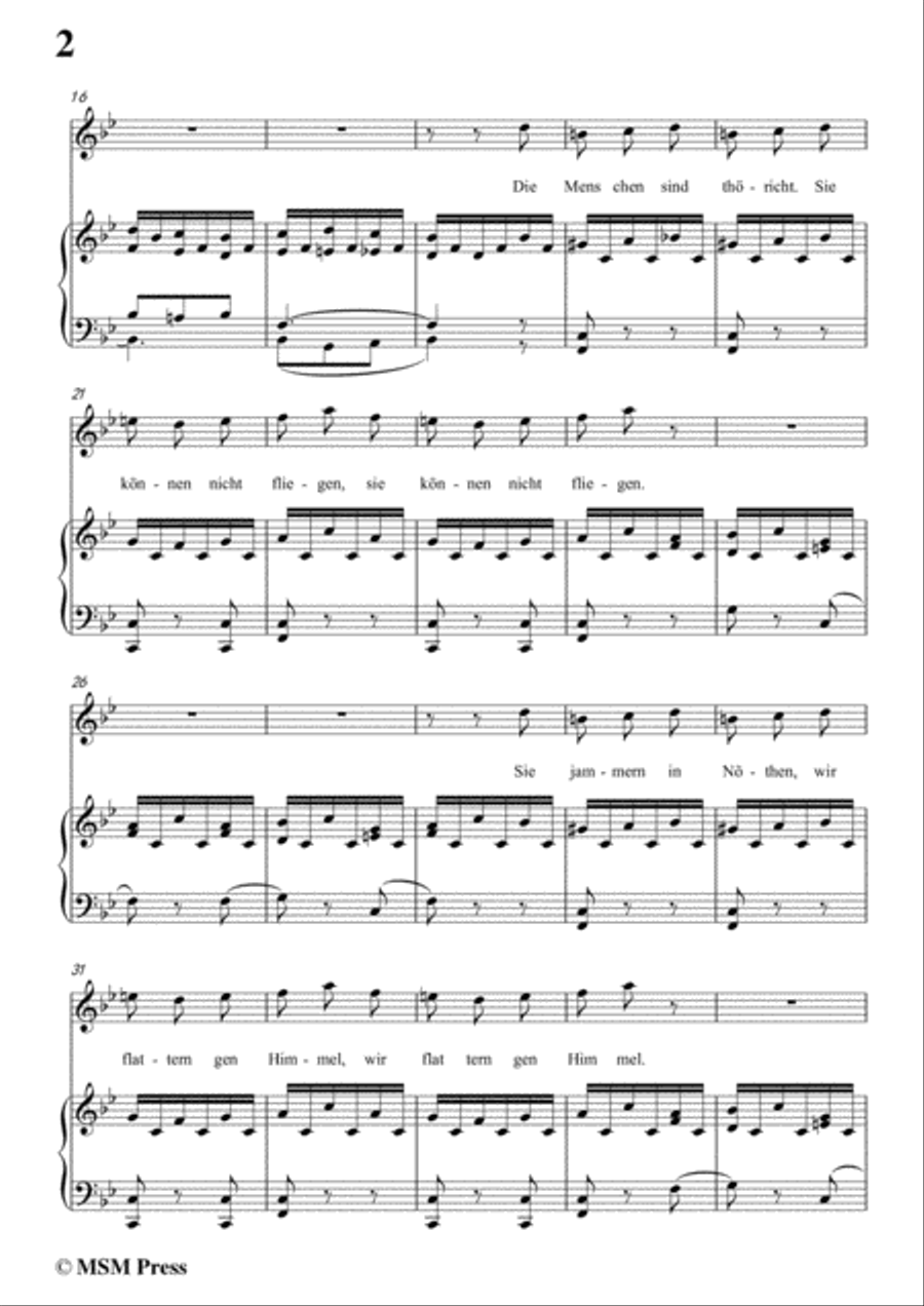 Schubert-Die Vogel,Op.172 No.6,in B flat Major,for Voice&Piano Voice scores gallery preview page 4