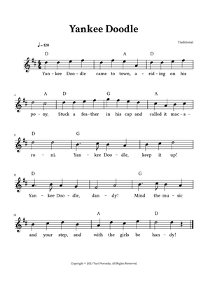 Yankee Doodle - Lead Sheet (D Major - Traditional)