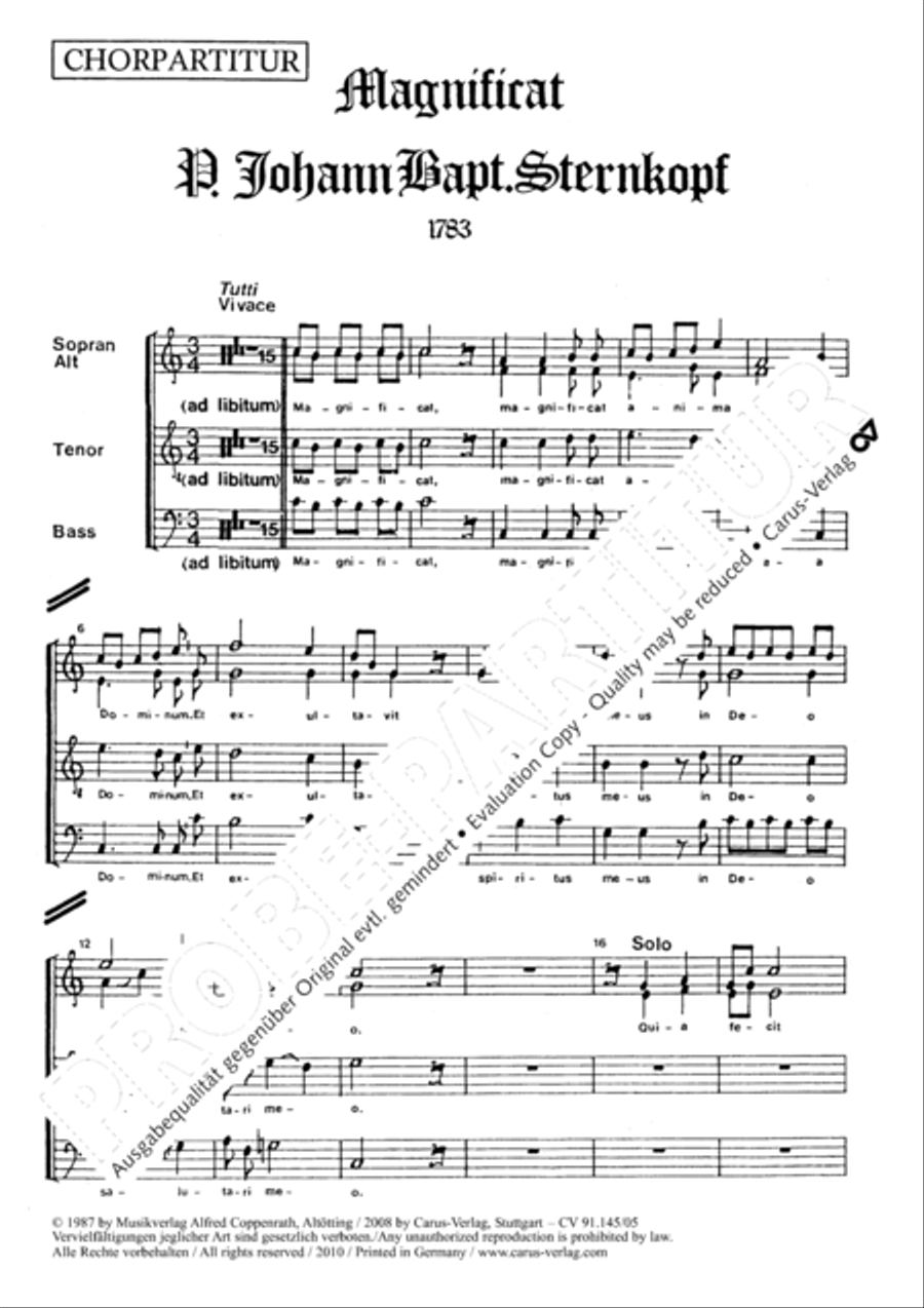 Magnificat in C-Dur 4-Part scores gallery preview page 2