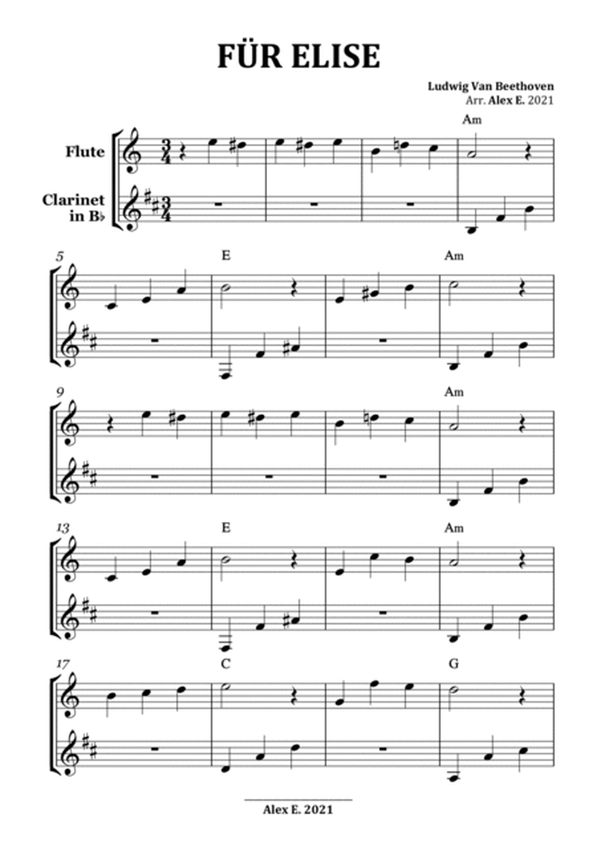Für Elise - for Flute and Clarinet With chords image number null