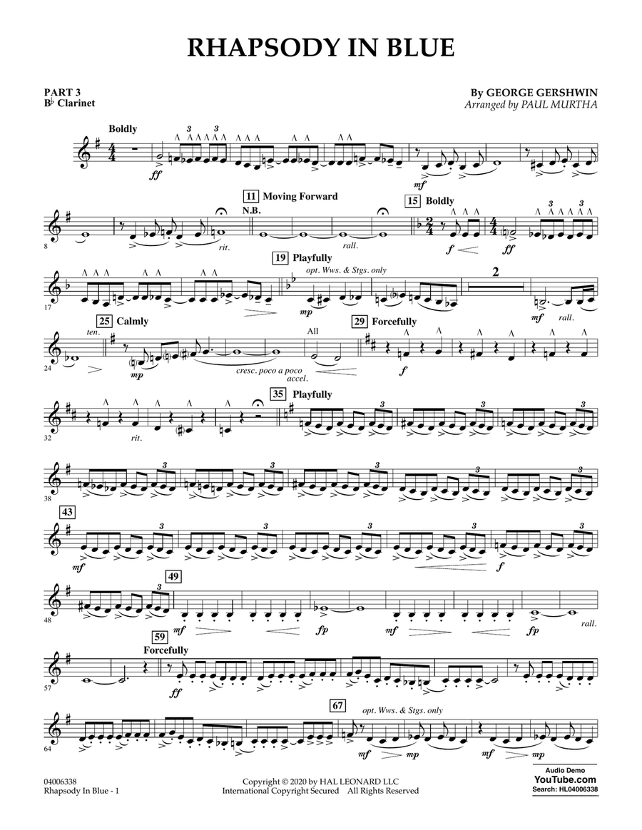 Book cover for Rhapsody in Blue (arr. Paul Murtha) - Pt.3 - Bb Clarinet