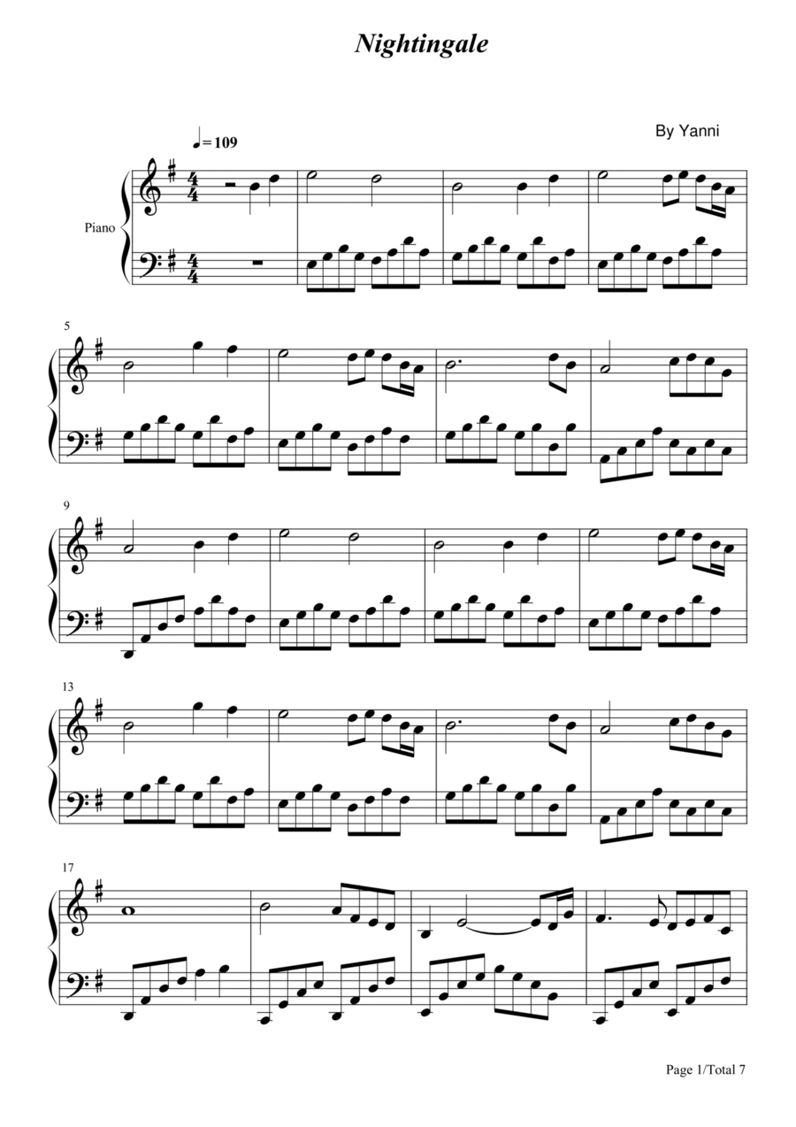 Nightingale Piano Solo scores gallery preview page 1