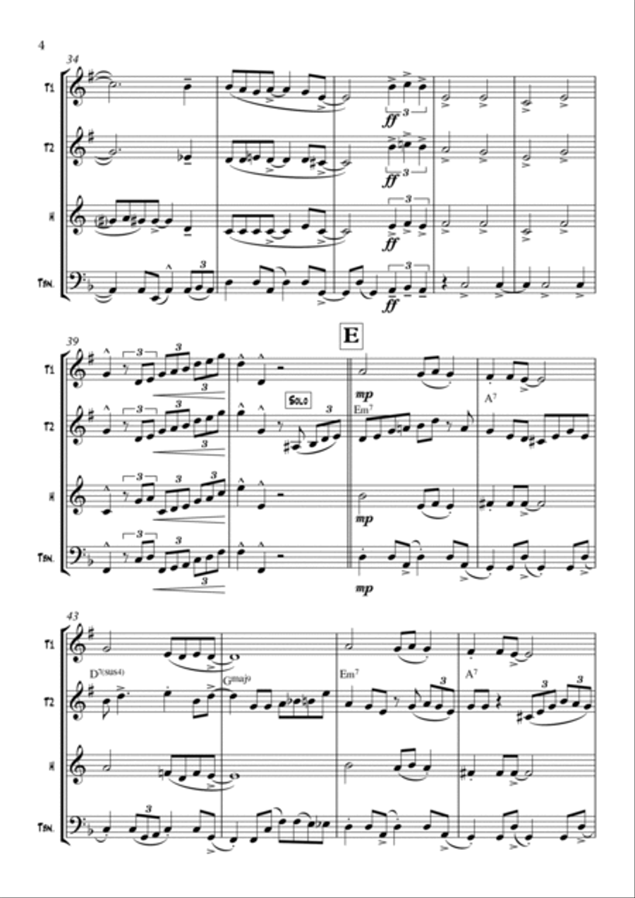 Isn't She Lovely Isn't She Lovely Brass Quartet scores gallery preview page 4
