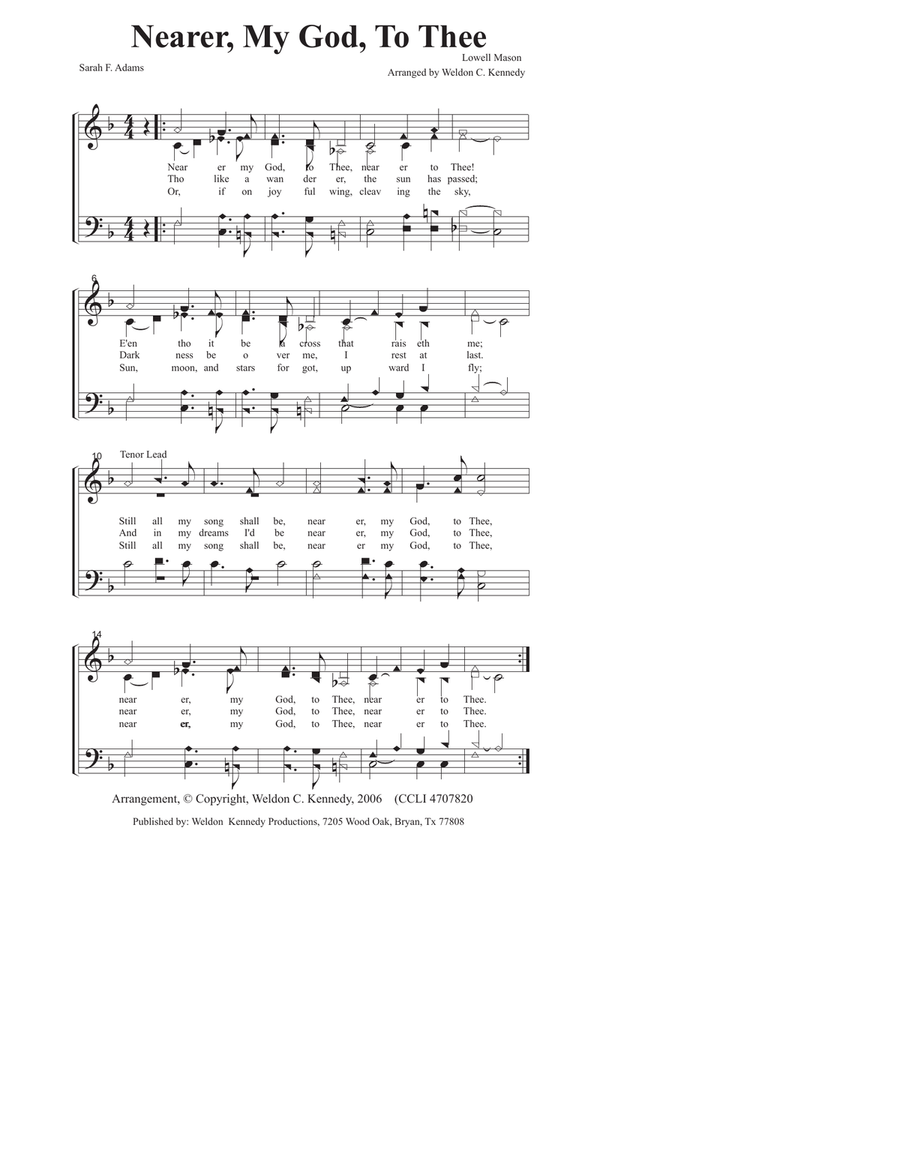 Nearer My God To Thee 4-Part scores gallery preview page 1