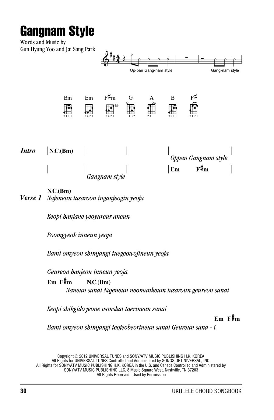 Gangnam Style Ukulele scores gallery preview page 1