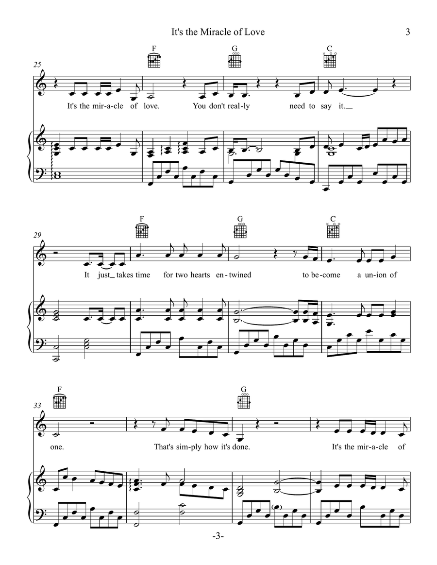 It's The Miracle Of Love It's The Miracle Of Love Piano, Vocal scores gallery preview page 3