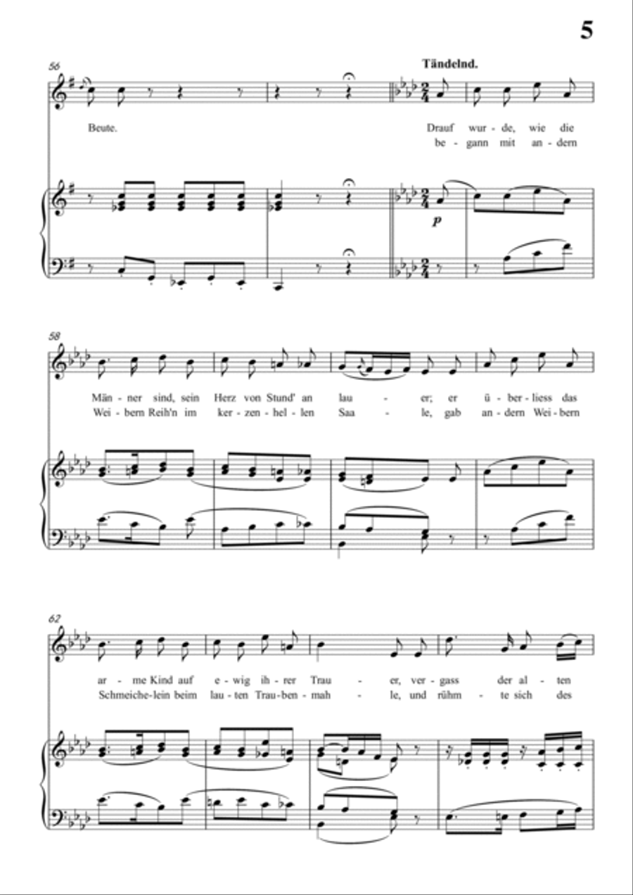 Schubert-Die Nonne in G D.208,for Vocal and Piano Voice scores gallery preview page 6