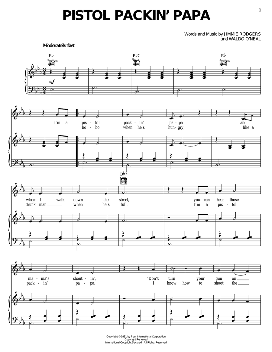 Pistol Packin' Papa Piano, Vocal, Guitar scores gallery preview page 1