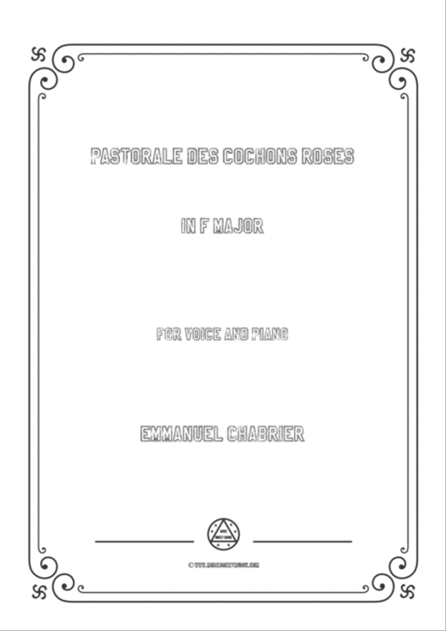 Chabrier-Pastorale des cochons roses in F Major,for voice and piano Voice Solo scores gallery preview page 1