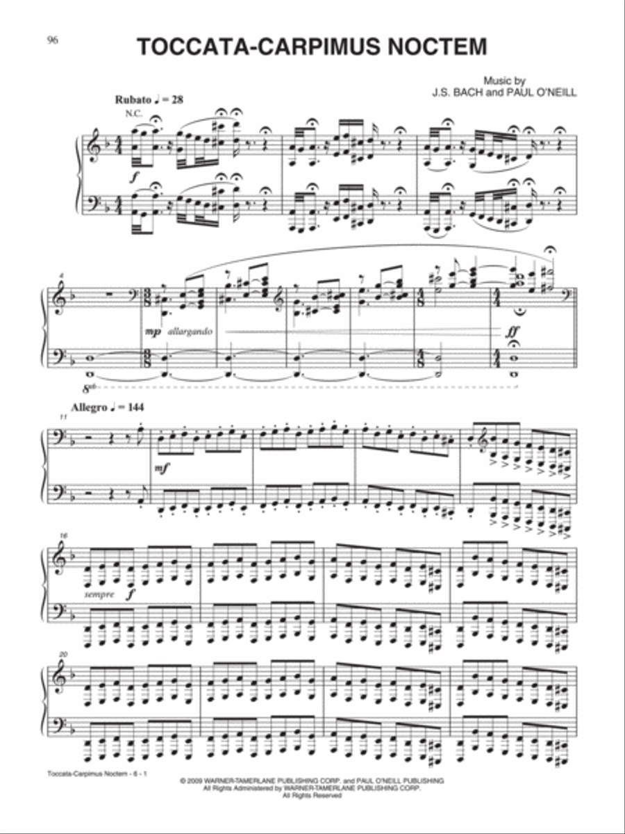 Toccata-Carpimus Noctem Piano, Vocal, Guitar scores gallery preview page 1