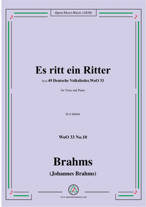 Book cover for Brahms-Es ritt ein Ritter,WoO 33 No.10,in e minor,for Voice and Piano