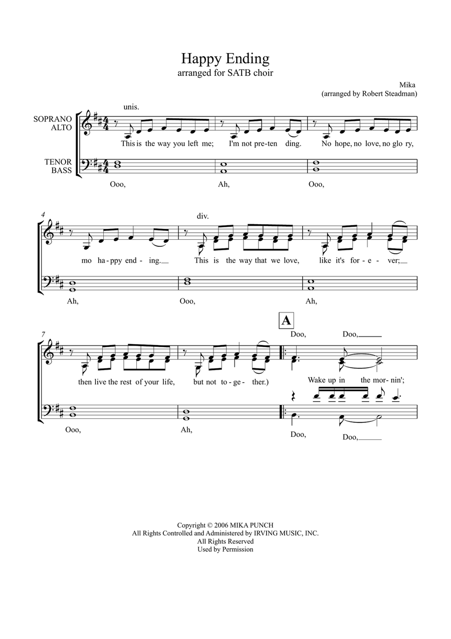 Happy Ending 4-Part scores gallery preview page 1