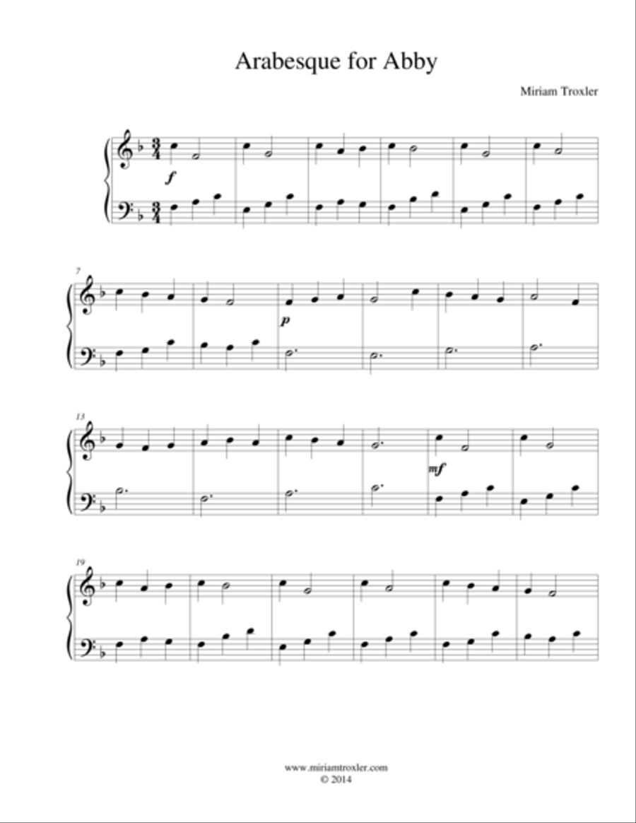 Arabesque for Abby Piano Method scores gallery preview page 1