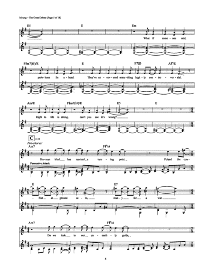 The Great Debate The Great Debate Piano, Vocal, Guitar scores gallery preview page 5
