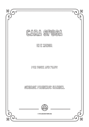 Book cover for Handel-Cara sposa(Version I) in e minor,for Voice and Piano
