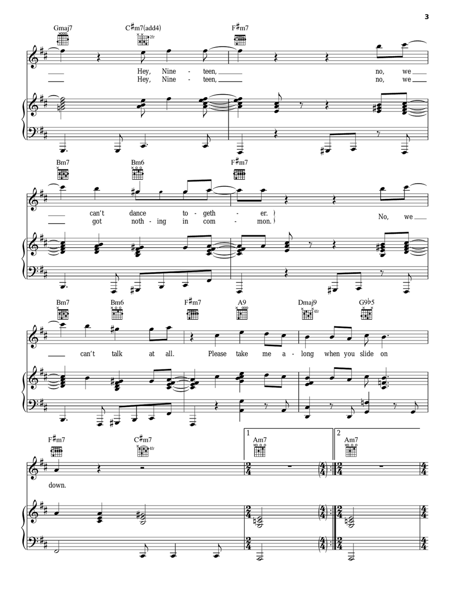 Hey Nineteen Piano, Vocal, Guitar scores gallery preview page 3