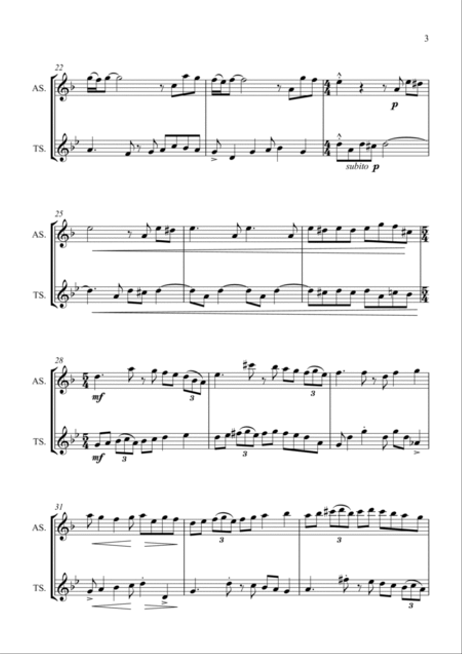 Fur Elise - Jazz Duet for A/T Saxophones Fur Elise - Jazz Duet for A/T Saxophones Woodwind Duet scores gallery preview page 6