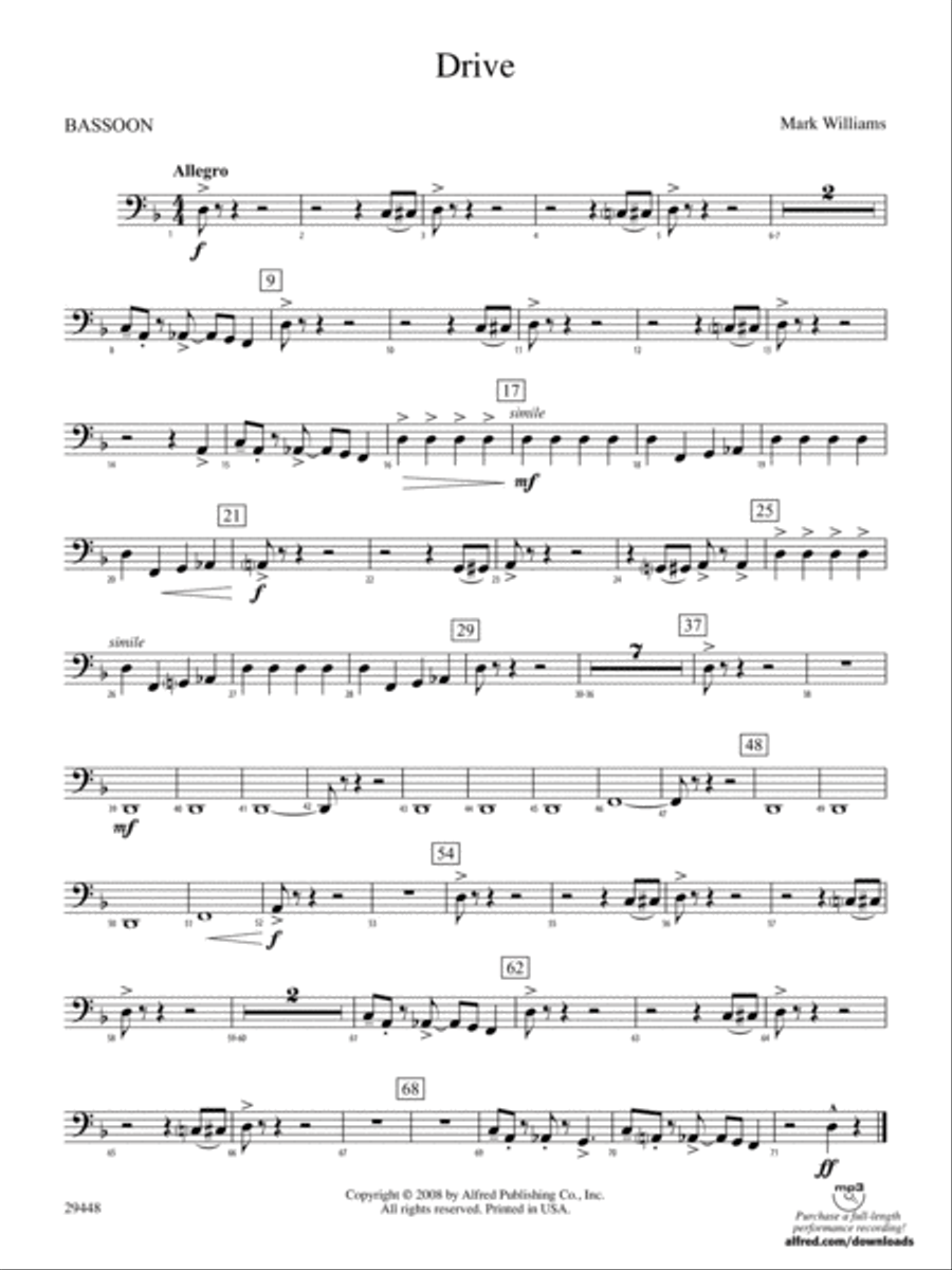 Drive: Bassoon Drive: Bassoon Concert Band scores gallery preview page 1