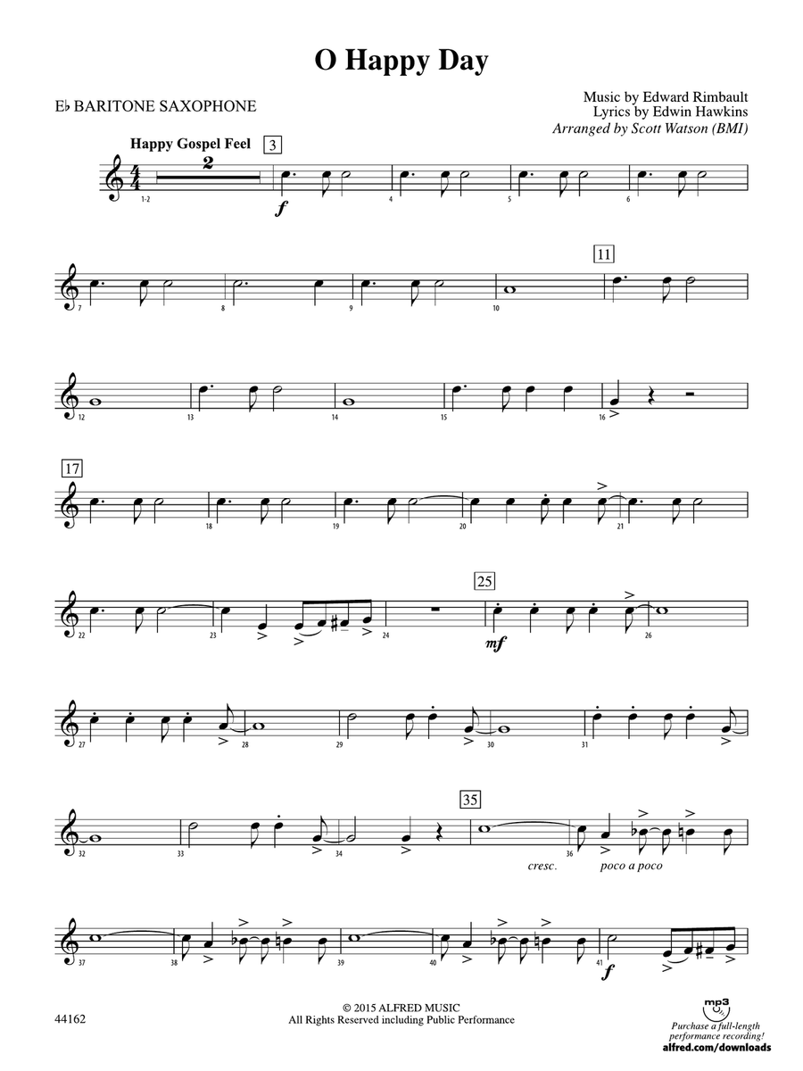 O Happy Day: E-flat Baritone Saxophone