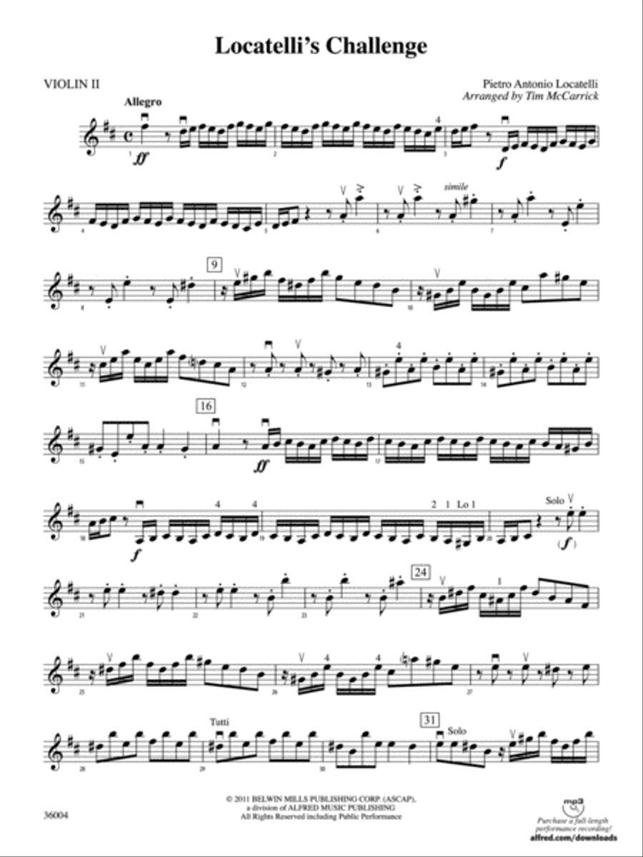 Locatelli's Challenge: 2nd Violin String Orchestra scores gallery preview page 1