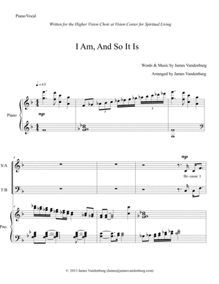 I Am and So It Is ("A New Thought for Choirs" edition)