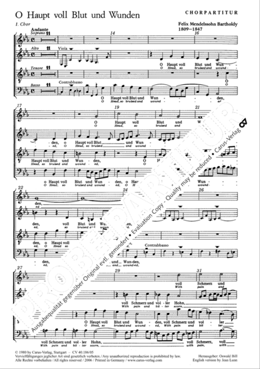 O sacred head, sore wounded (O Haupt voll Blut und Wunden) 4-Part scores gallery preview page 2