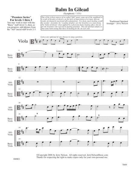 Balm in Gilead (Arrangements Lvl 1-3 for VIOLA + Written Accomp) HYMN image number null