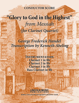 Book cover for Handel – Glory to God in the Highest from Messiah (for Clarinet Quartet)