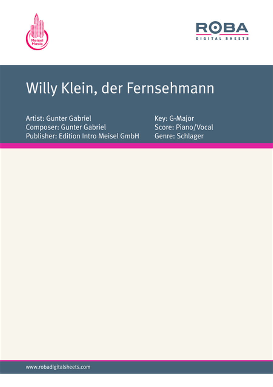 Willy Klein, der Fernsehmann Piano, Vocal scores gallery preview page 1