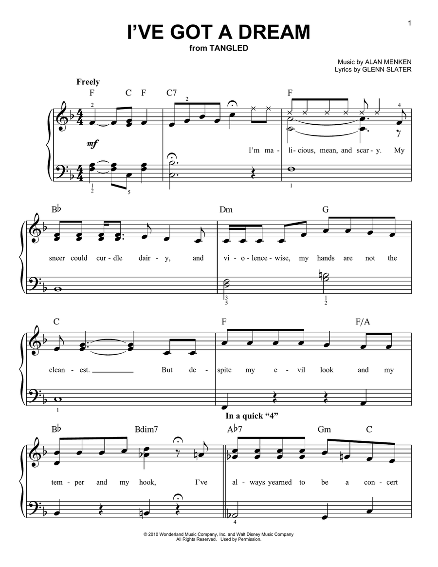 I've Got A Dream (from Tangled) Voice scores gallery preview page 1
