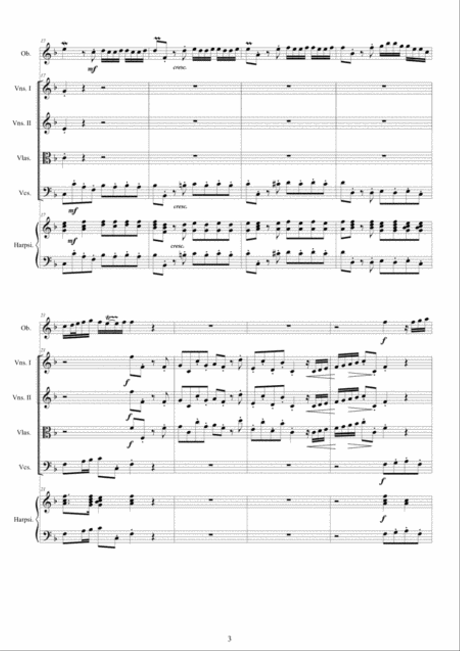 Marcello - Oboe concerto in D minor for Oboe, Strings and Continuo - Score and Parts String Orchestra scores gallery preview page 3