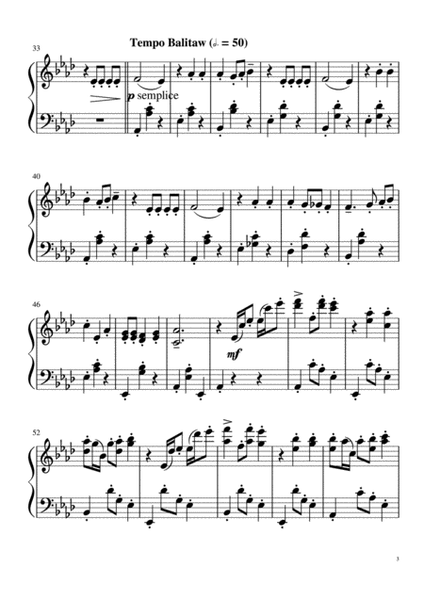 Paru-Parong Bukid - arranged for Piano Solo
