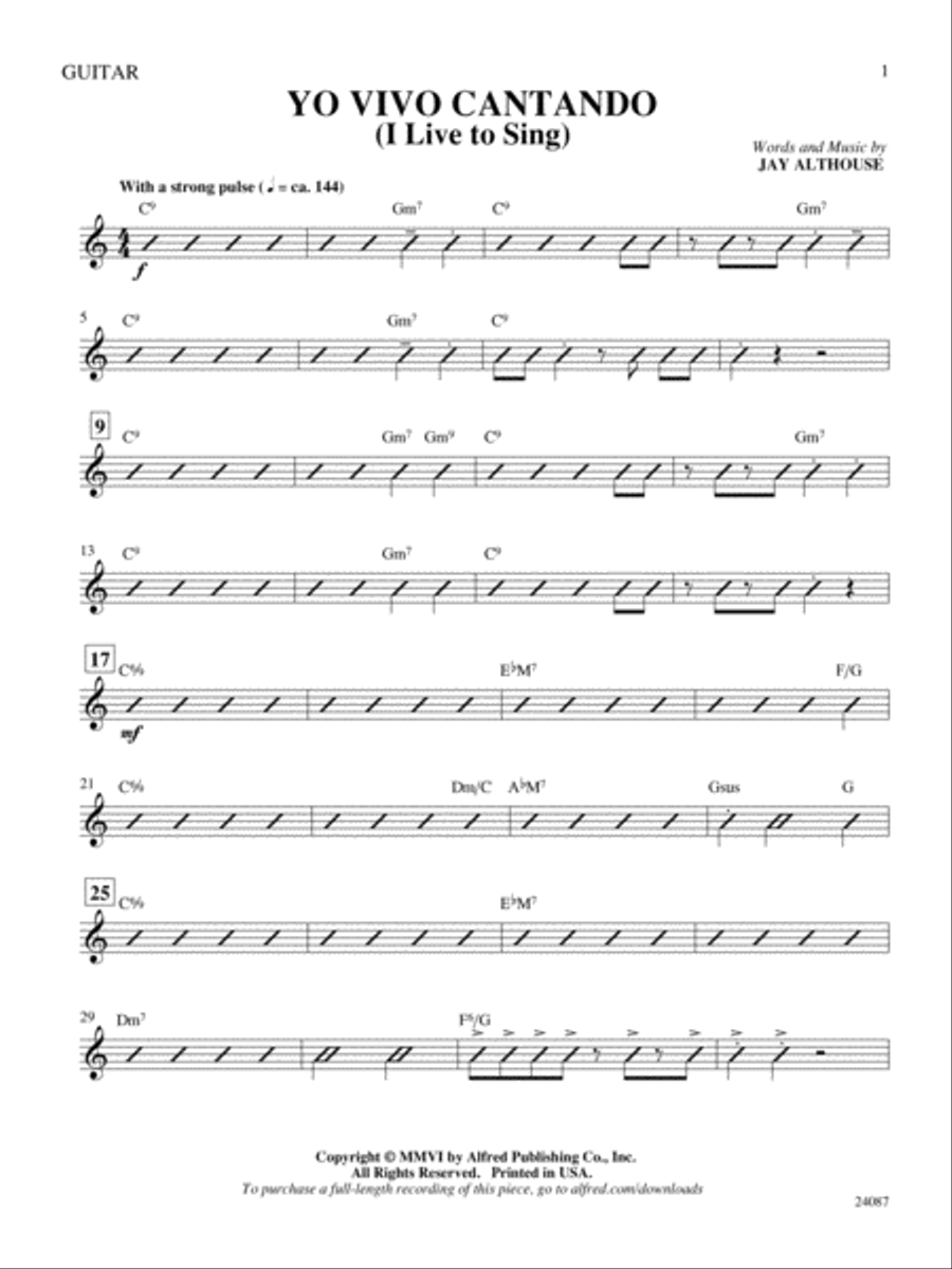 Yo Vivo Cantando (I Live to Sing): Guitar Guitar scores gallery preview page 1